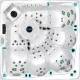 СПА-бассейн Joyee SPA Lincoln - R, 1350 л, 230 х 230 х 92 см, 5 мест (2 лежака), чаша белый перламутр, отделка серый пластик под дерево