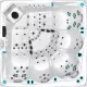 СПА-бассейн Joyee SPA Lincoln - R, 1350 л, 230 х 230 х 92 см, 5 мест (2 лежака), чаша белый перламутр, отделка серый пластик под дерево