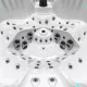 СПА-бассейн Joyee SPA Lincoln - R, 1350 л, 230 х 230 х 92 см, 5 мест (2 лежака), чаша белый перламутр, отделка серый пластик под дерево
