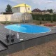 Каркасный бассейн Лагуна Гигабасс овальный, вкапываемый (минимум 0,7 м), 7 х 3,5 х 1,5 м  (Платина RAL 7024), чаша 0,6 мм – арт. ТМ607