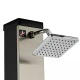 Летний солнечный душ Reexo Solar Tetra Silver, 35 л, чёрный ПВХ с алюминиевой накладкой (с краном для ног)